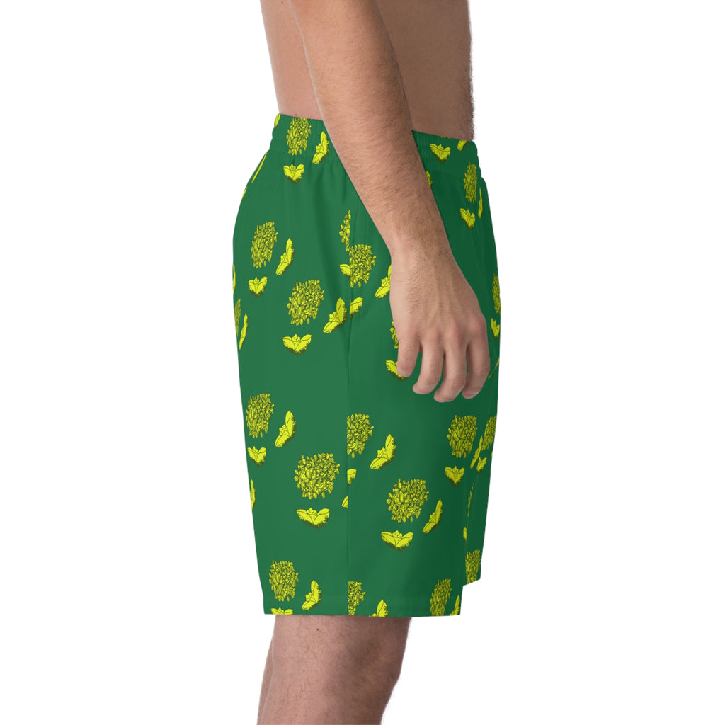 Relaxed fit Lime Green Beach Shorts-lilac & lotus prints