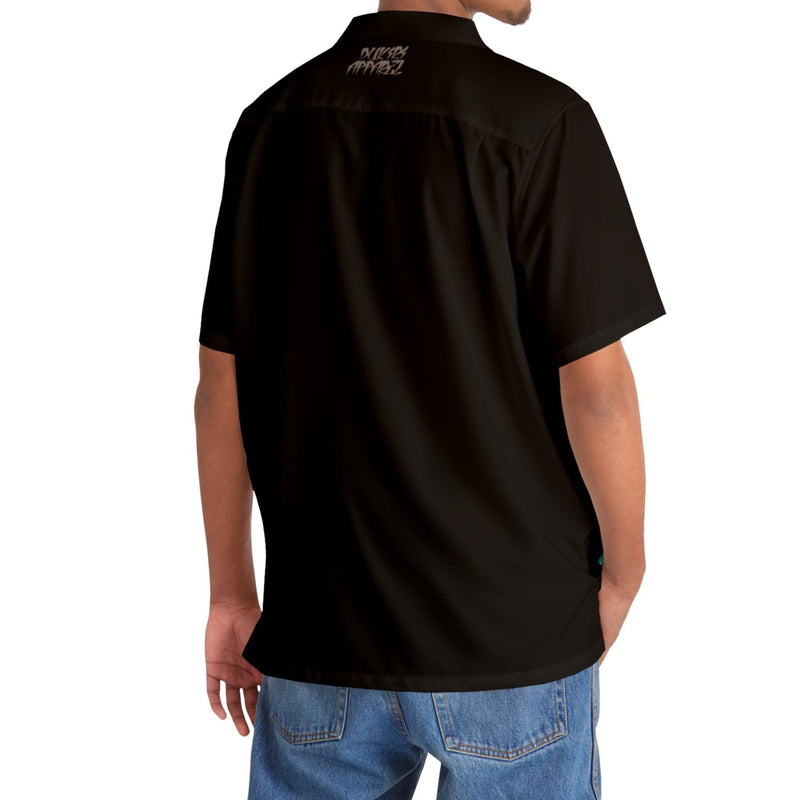 Blue Neon Growth & Rebirth Men's Black Hawaiian Shirt