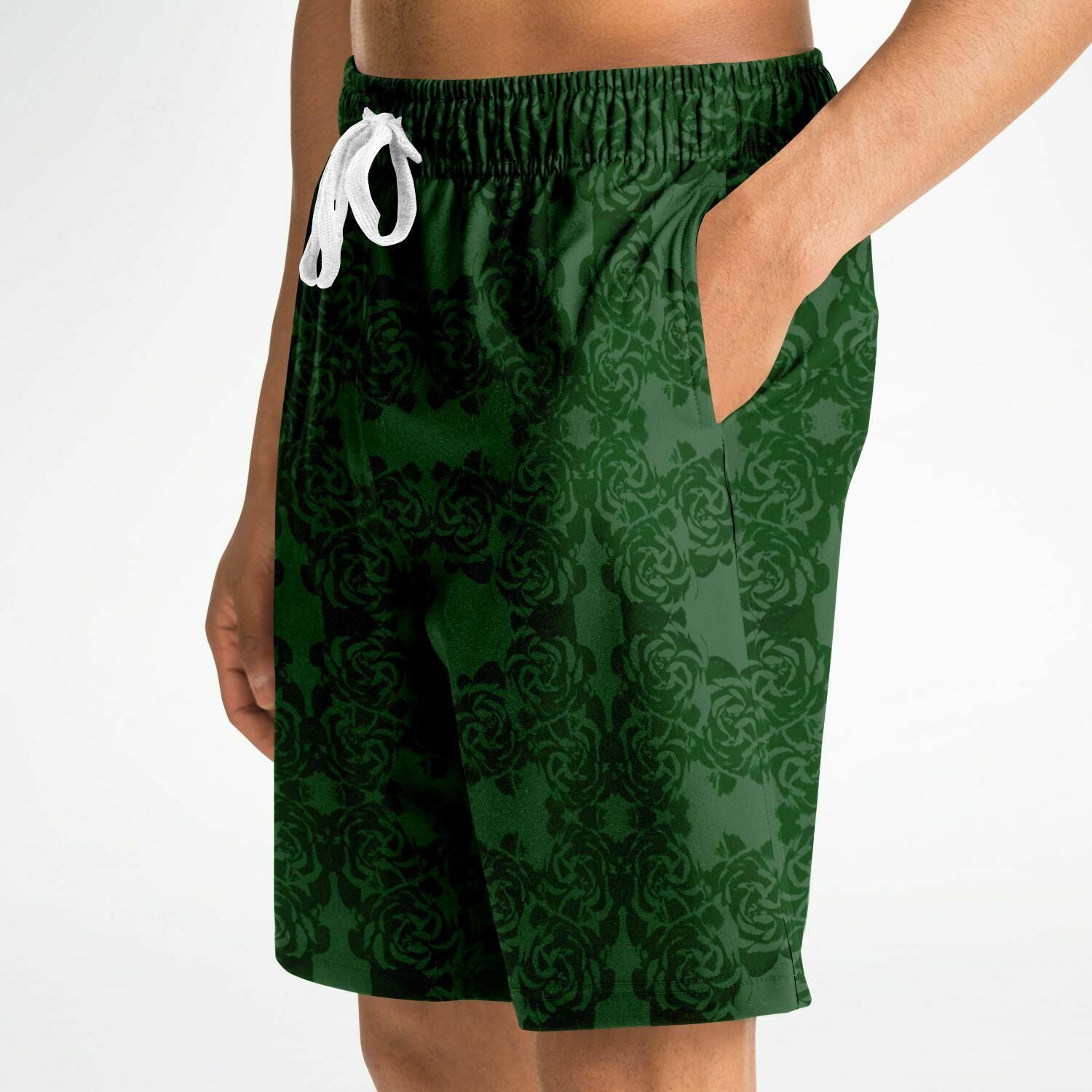 HUNTER GREEN Athletic Long Shorts
