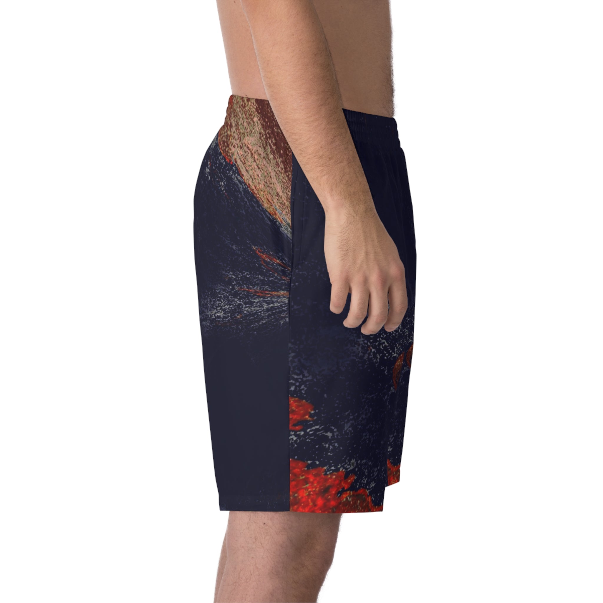Relaxed fit orange beach shorts-blue paint 