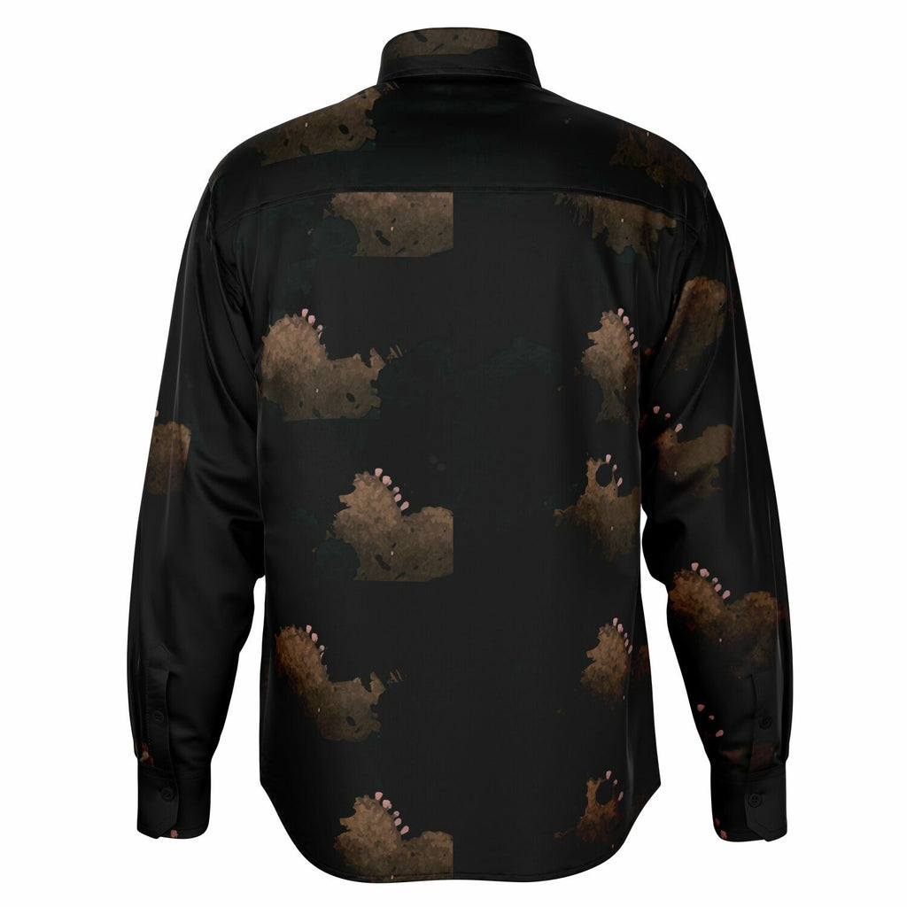 Cloudy Brown Black Long Sleeve Button Shirt