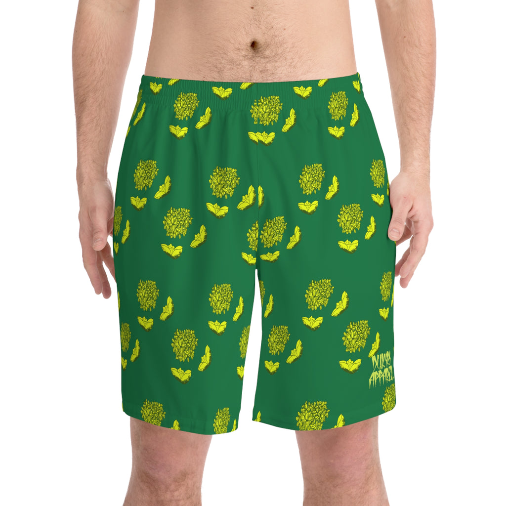 Relaxed fit Lime Green Beach Shorts-lilac & lotus prints