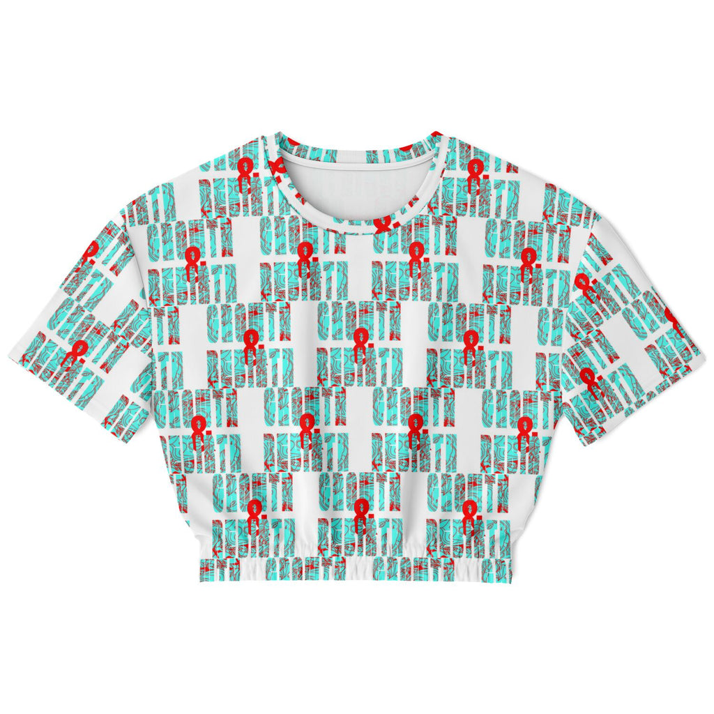 Neon Blue Athletic Crop Top- Allover Growth & Rebirth