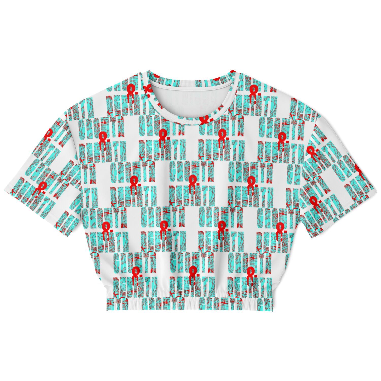 Neon Blue Athletic Crop Top- Allover Growth & Rebirth