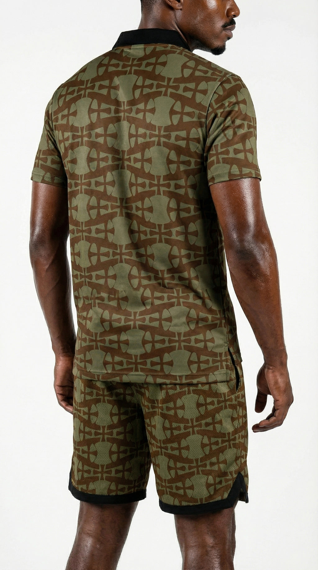 streetwear inspired crusaders cross patterned allover printed polo shirt