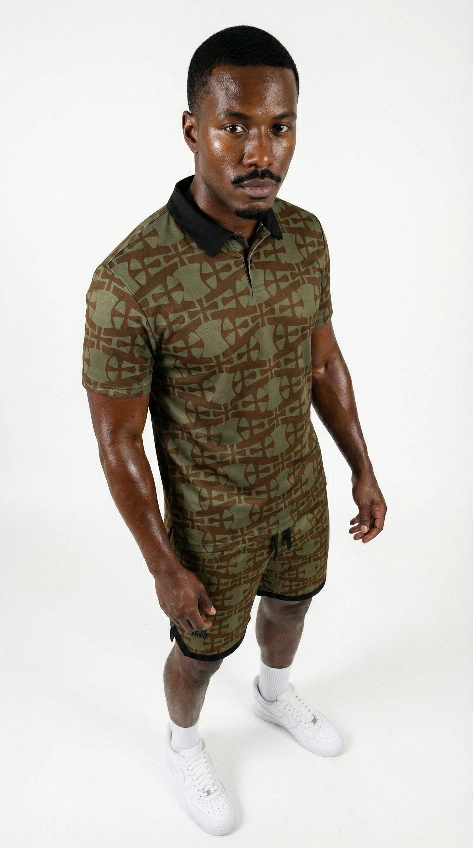 streetwear inspired crusaders cross patterned allover printed polo shirt