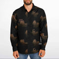 Cloudy Brown Black Long Sleeve Button Shirt