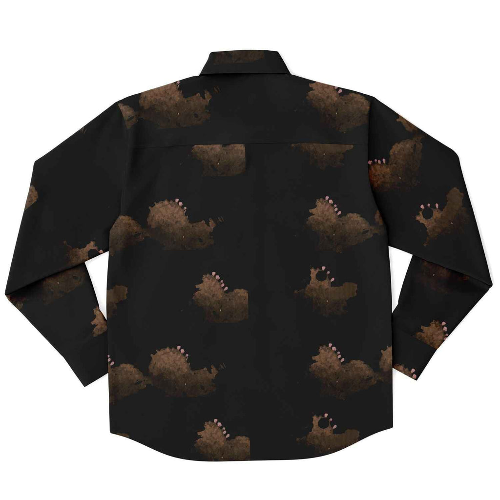 Cloudy Brown Black Long Sleeve Button Shirt
