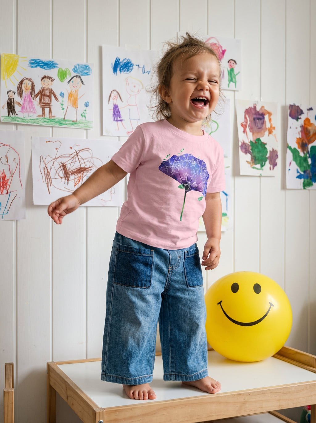 Beautiful Flower Toddler Pink Short Sleeve Tee