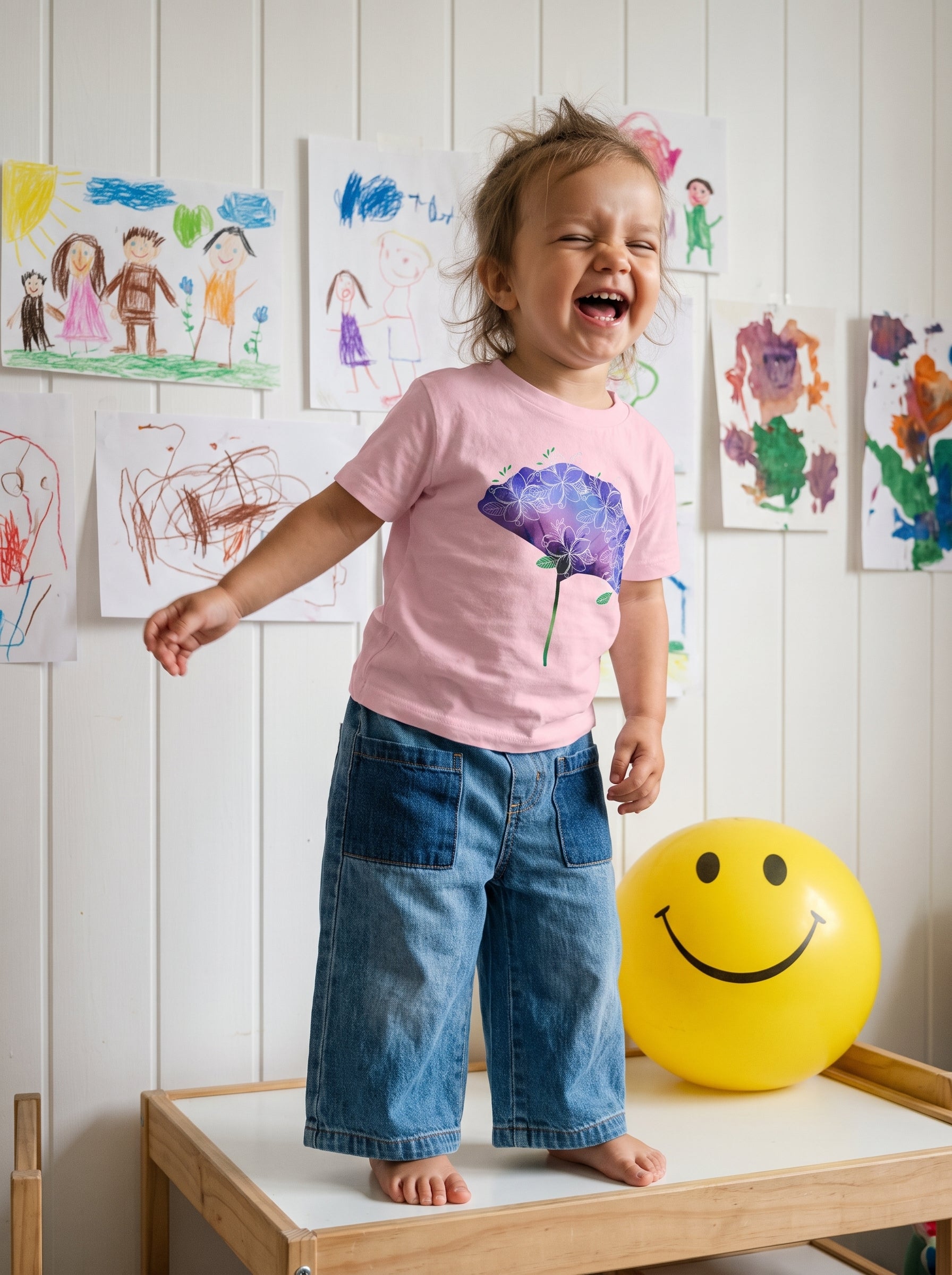 Beautiful Flower Toddler Pink Short Sleeve Tee