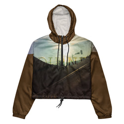 Journey 1 Women’s cropped brown windbreaker jacket for streetwear and an athleisure look