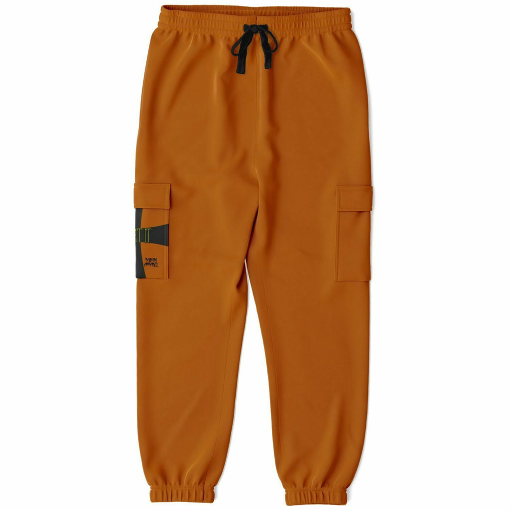Orange Athletic Men's Cargo Sweatpants-Green Crusaders Pocket Print