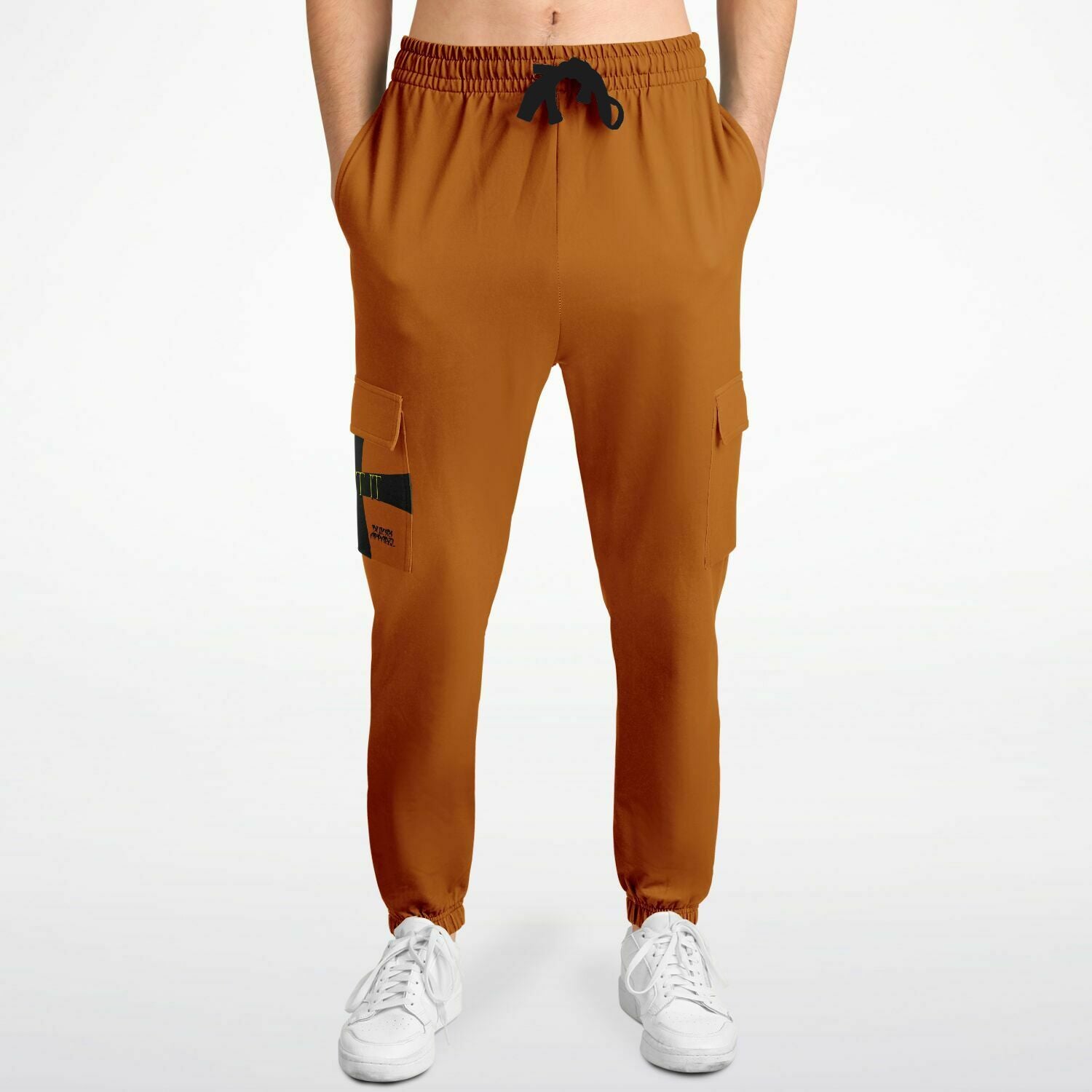Orange Athletic Men's Cargo Sweatpants-Green Crusaders Pocket Print
