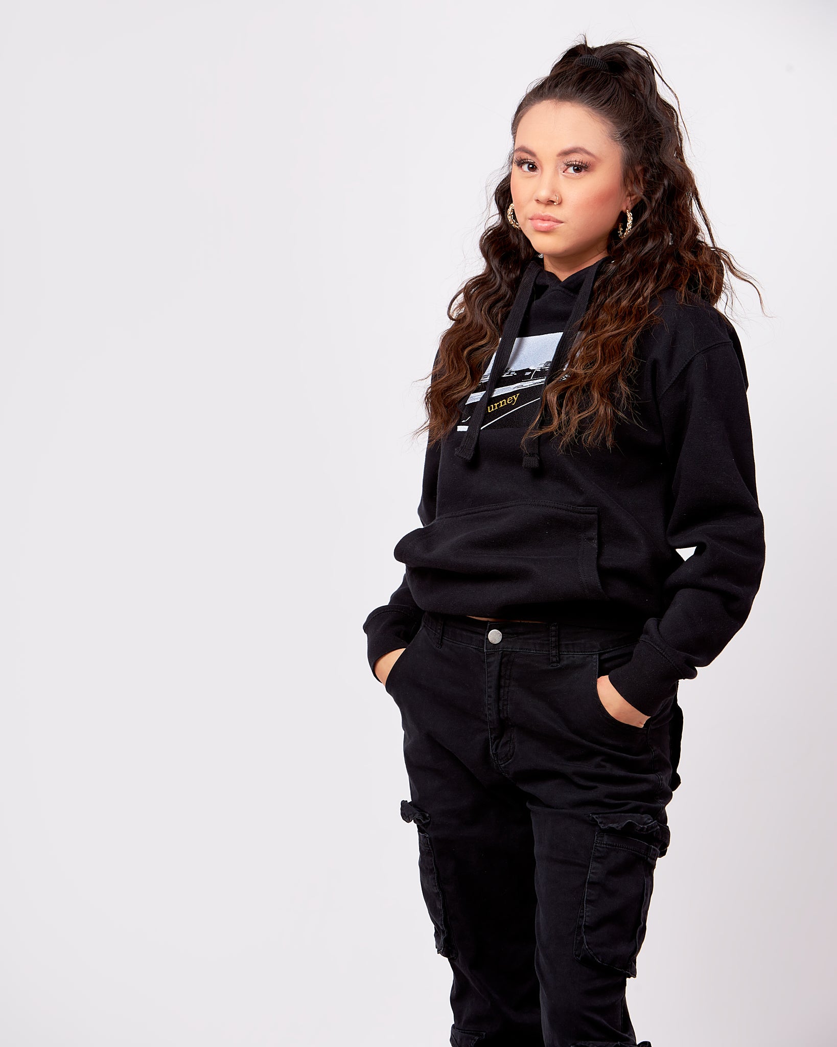 Journey 1 Box Embroidered Black Hoodie from Dukiri Apparel