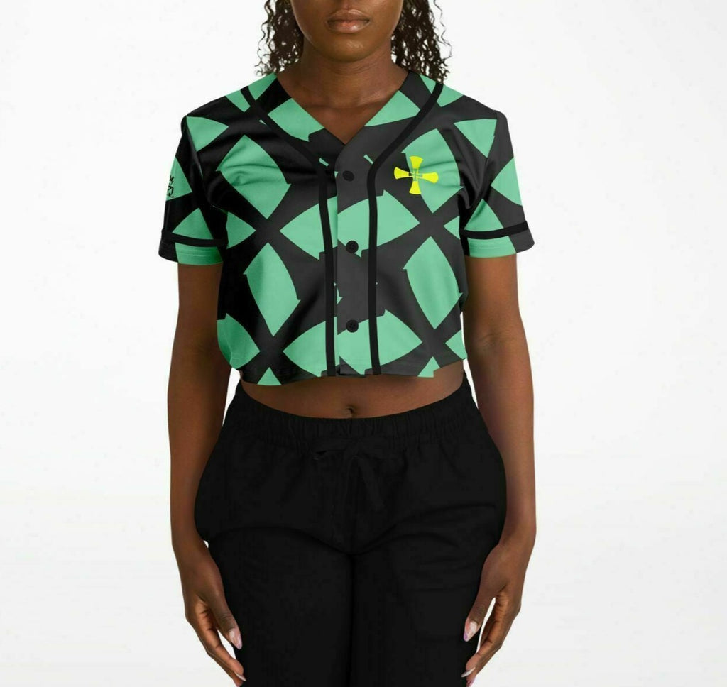 Yellow-green crusader Cropped Baseball Jersey