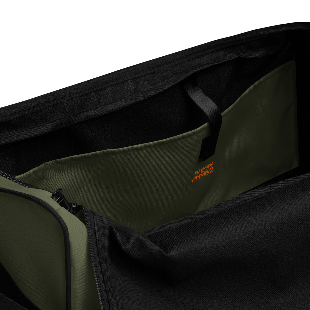 Olive Green Duffle bag-I Beat It Graphic Print