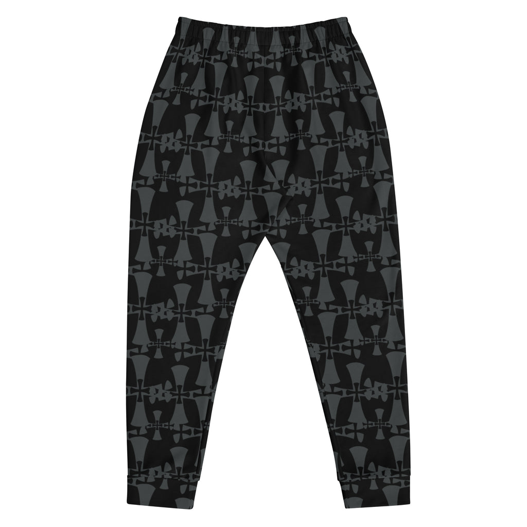Men's Recycled Black-Gray Joggers-Allover 3 Crusaders Print