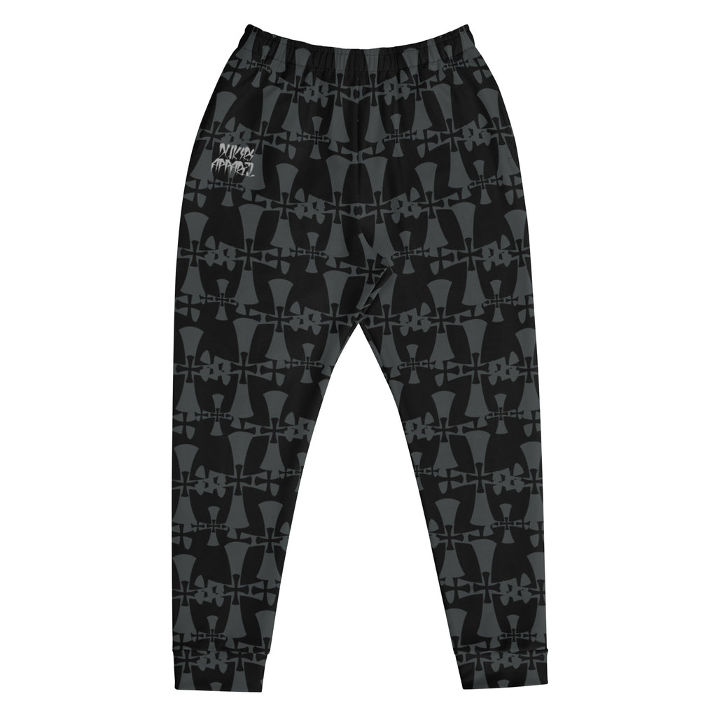 Men's Recycled Black-Gray Joggers-Allover 3 Crusaders Print