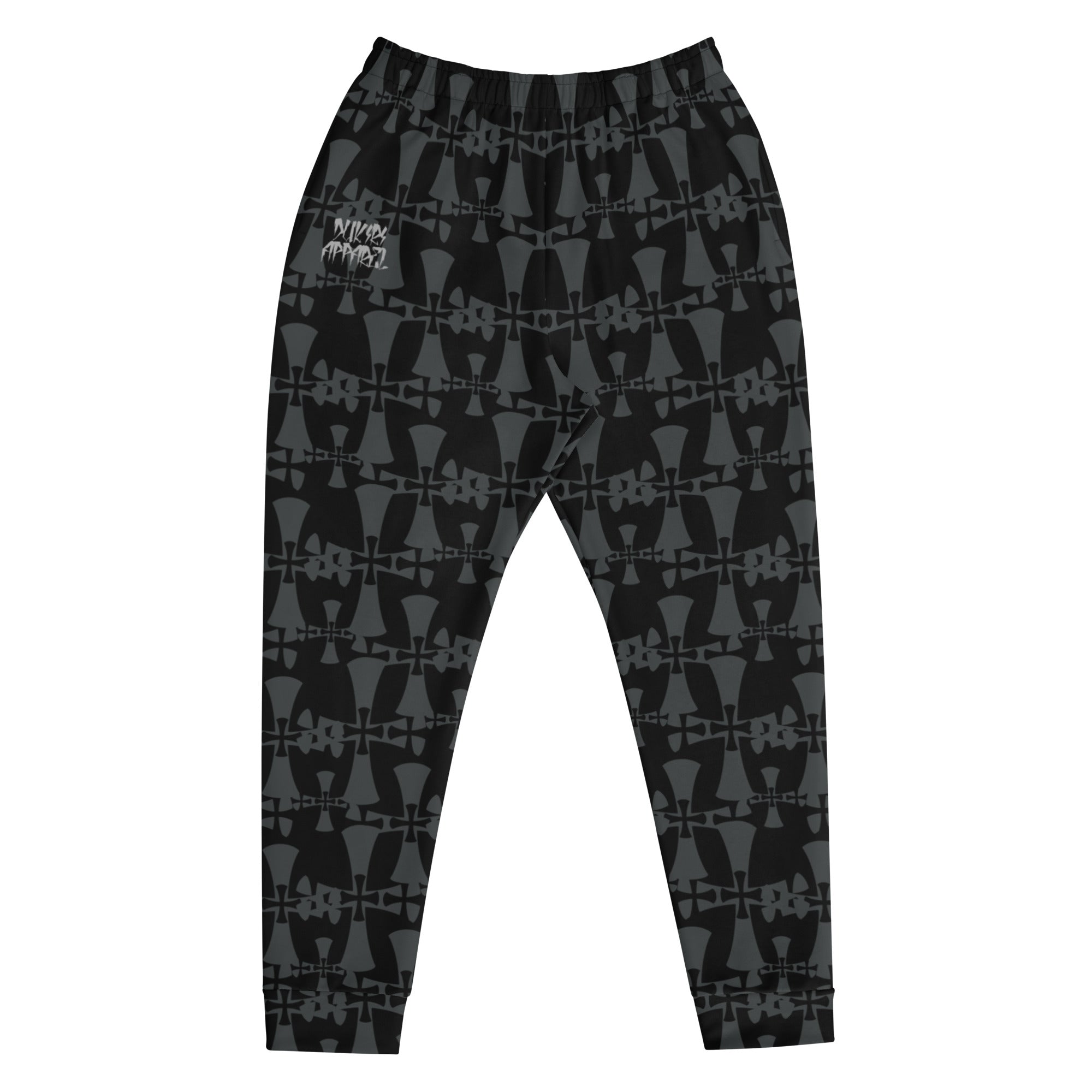 Men's Recycled Black-Gray Joggers-Allover 3 Crusaders Print