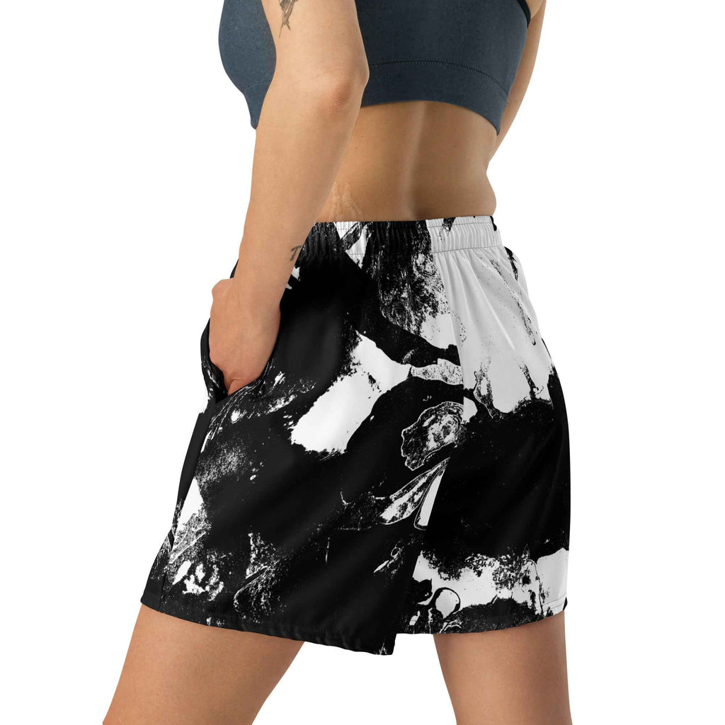 Black Marble Unisex Athletic Long Shorts