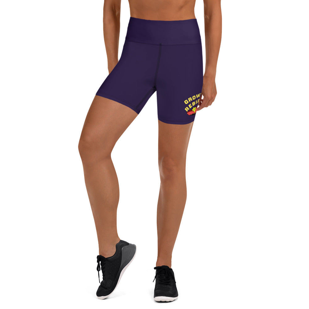 High-waisted Lotus Growth Purple Yoga Shorts