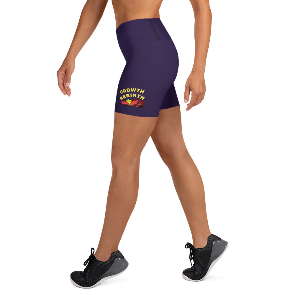 High-waisted Lotus Growth Purple Yoga Shorts