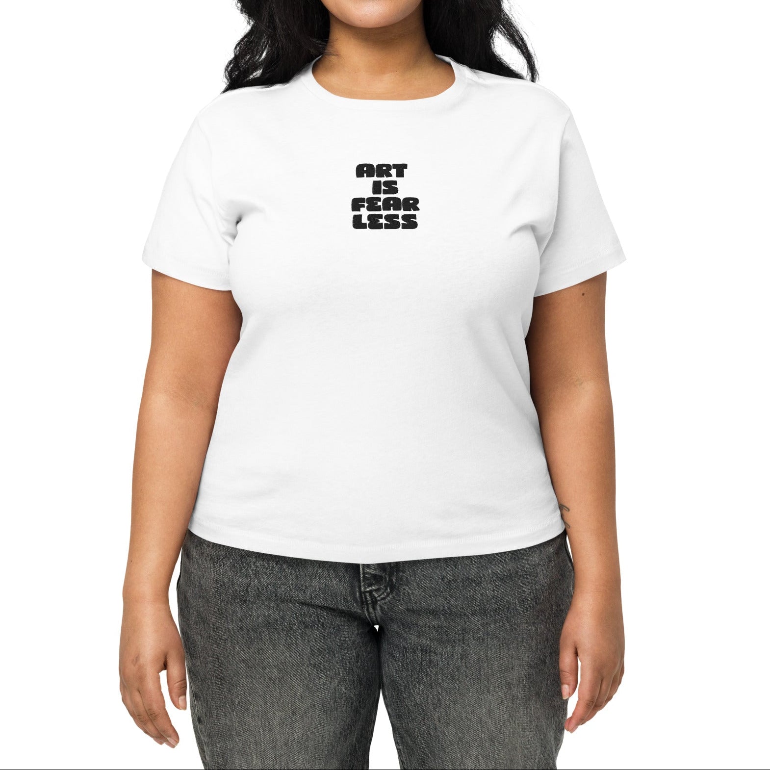 Art Is Fearless Women’s high-waisted White t-shirt