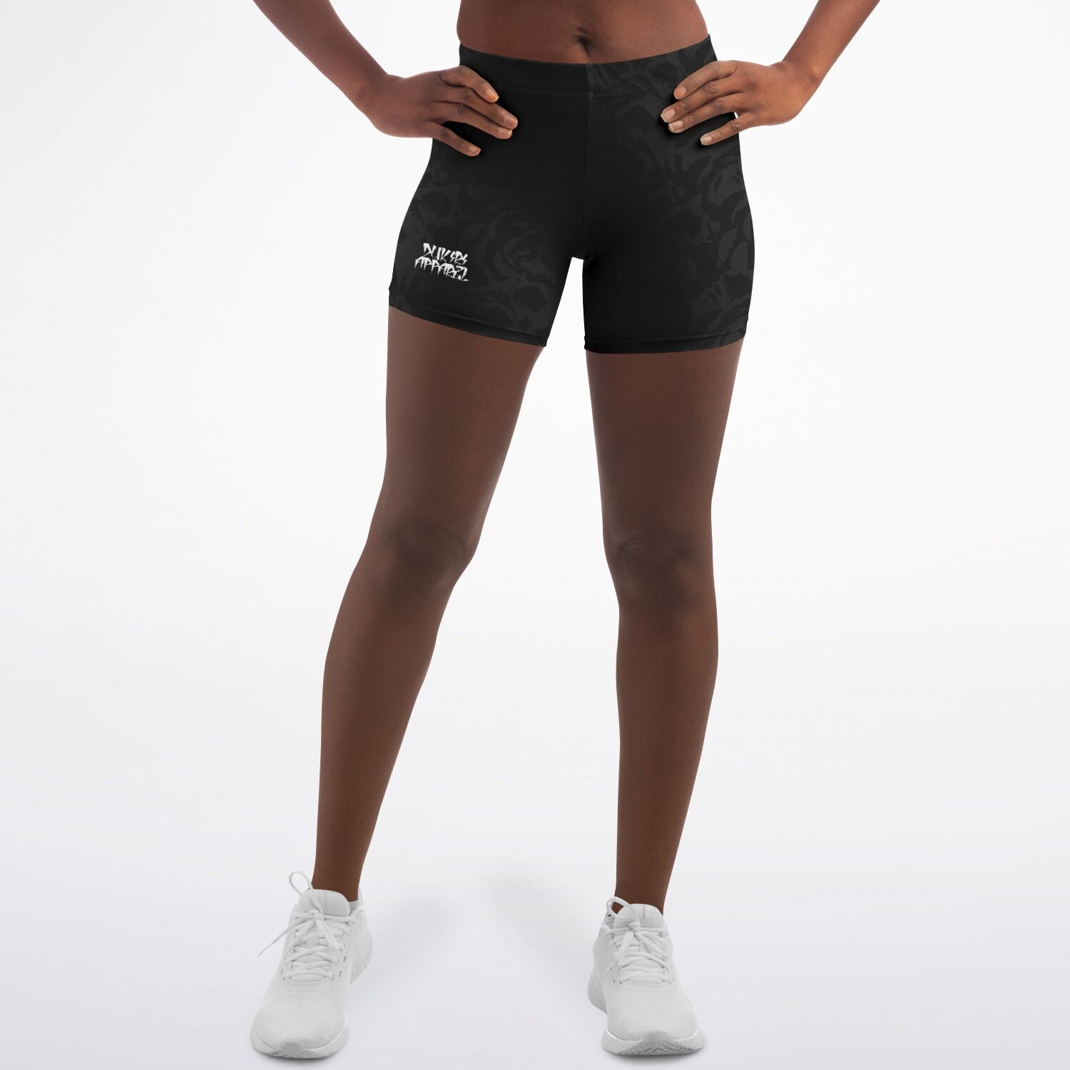 Black-Gray Rose Legging Shorts