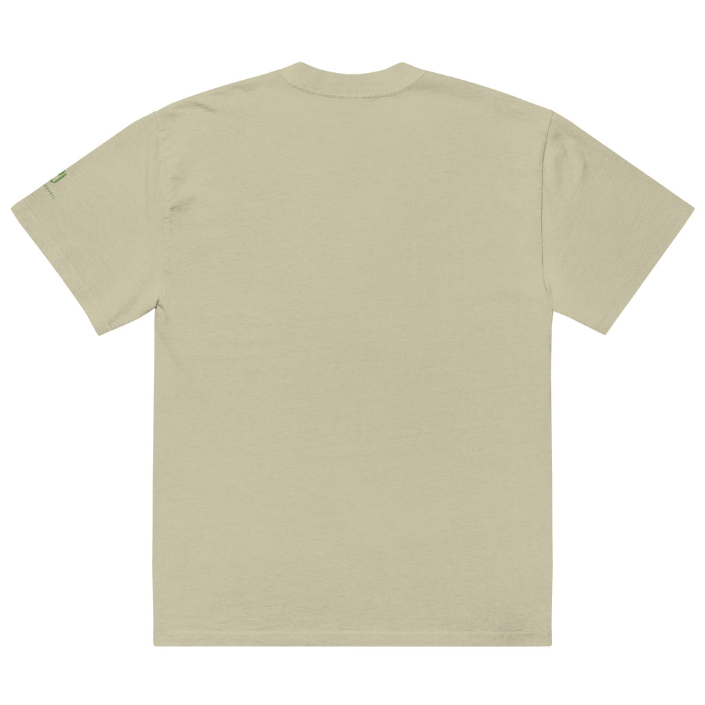 Oversized faded Kiwi t-shirt-Embroidered "I Beat it" Print