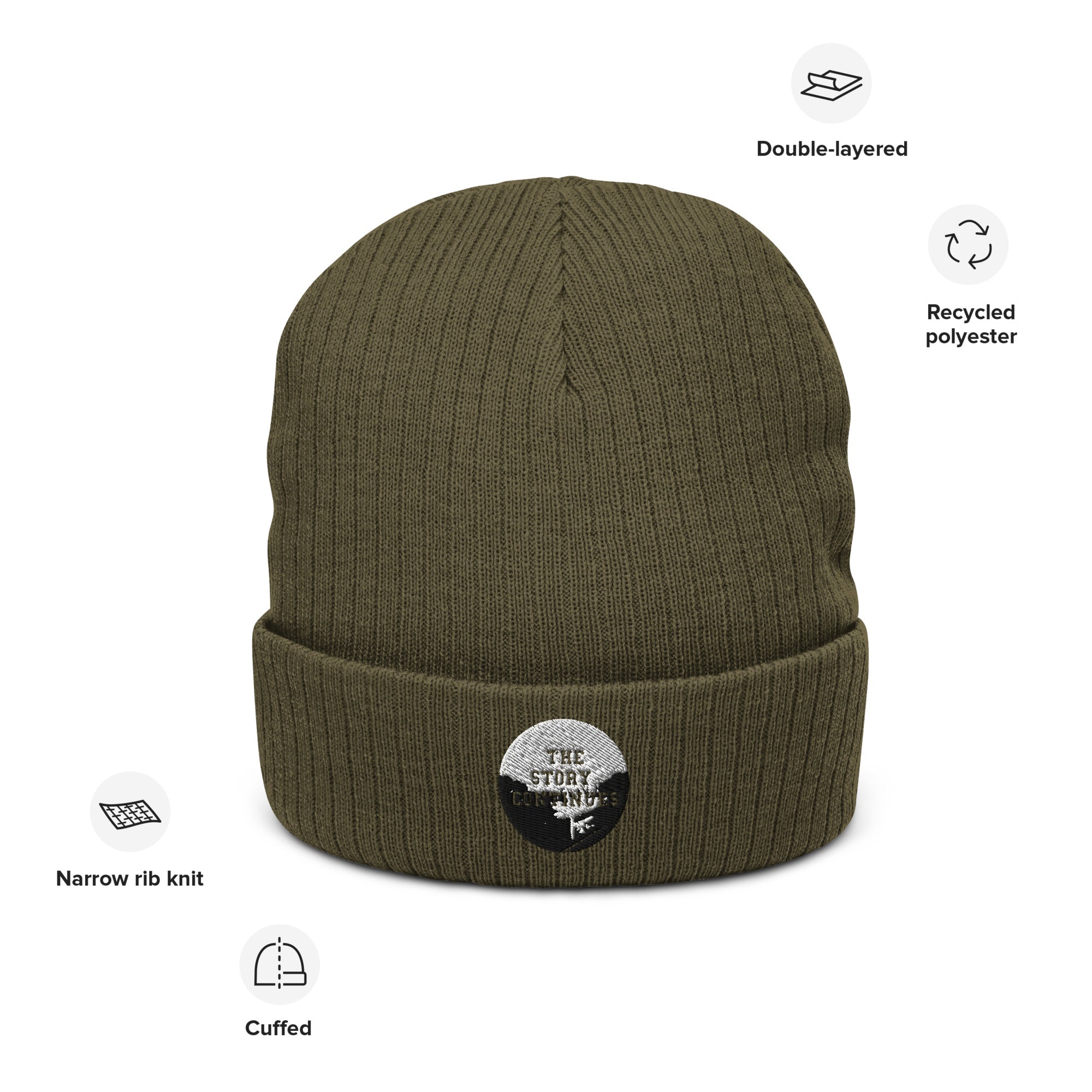 The Story Cont Olive Story Ribbed knit beanie