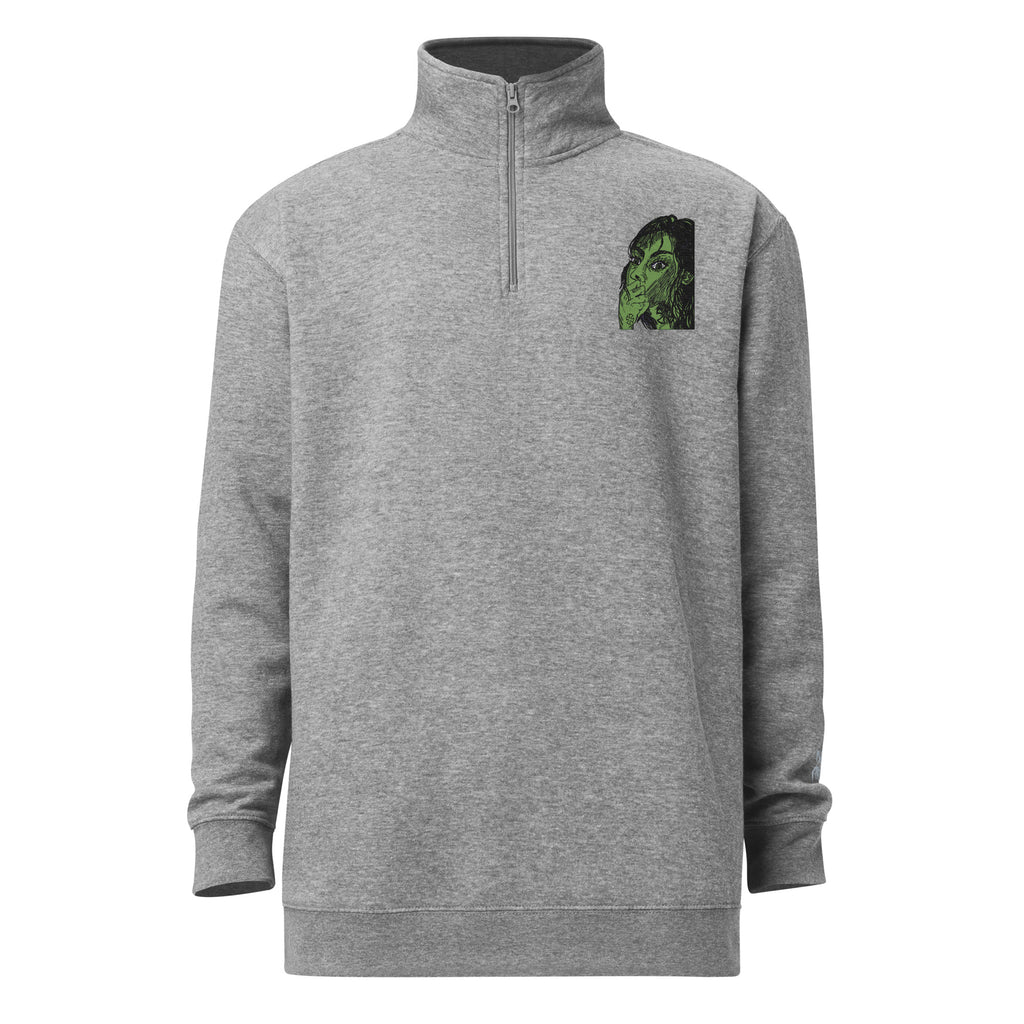 Carbon Gray fleece pullover-Embroidered No Fear Print