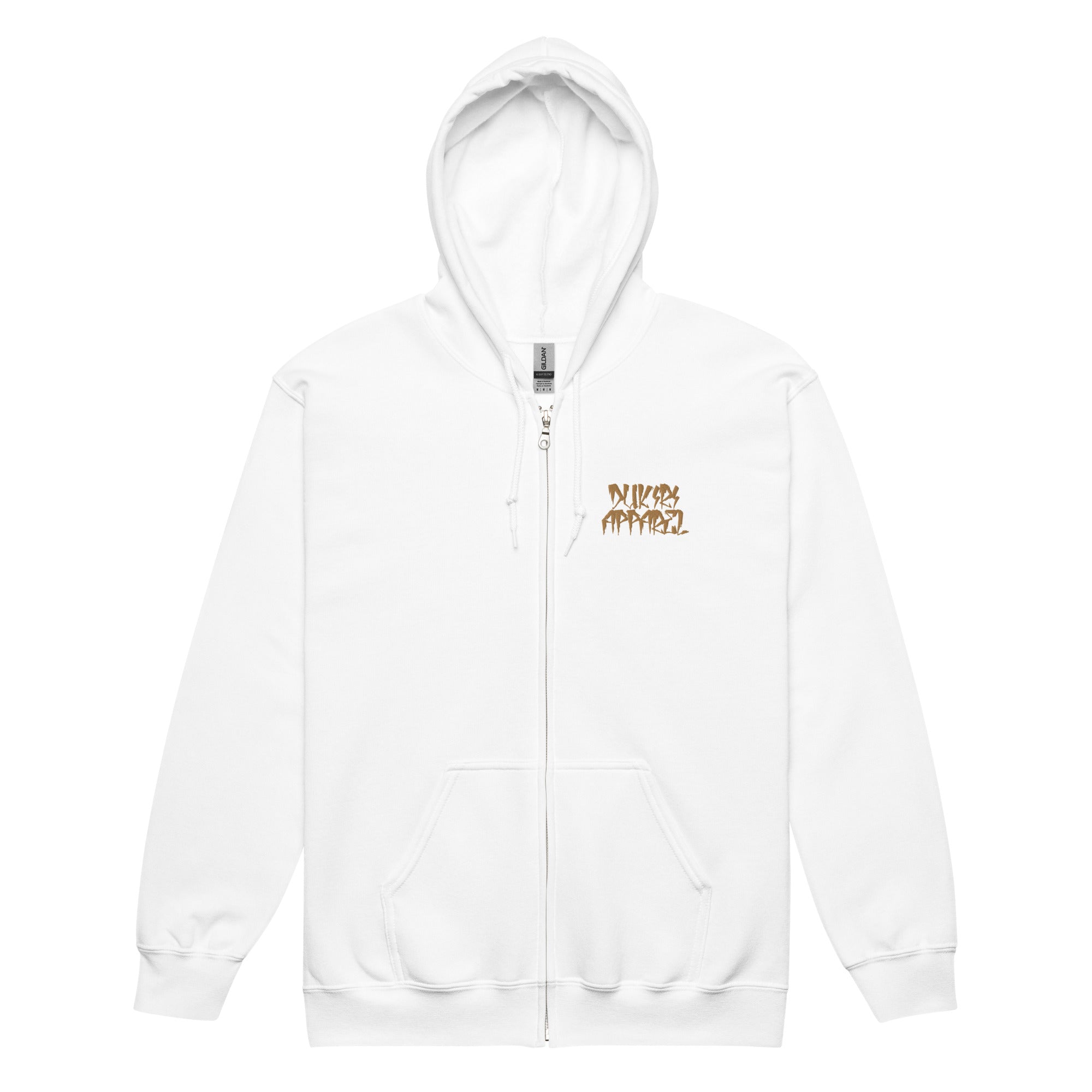 White heavy blend zip hoodie-Embroidered "I Beat it" Print
