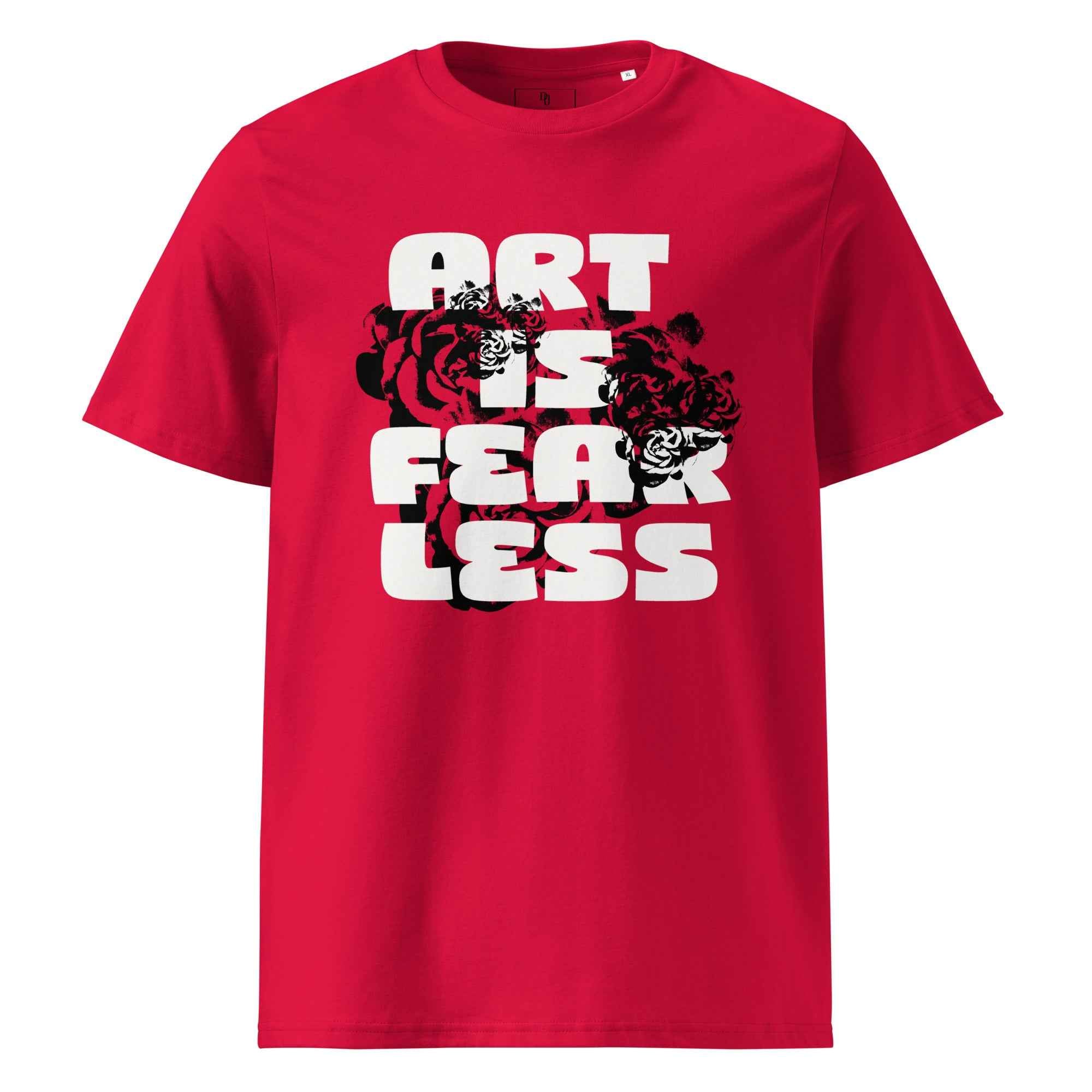 Art Slogan Red Organic Ribbed Neck T-shirt