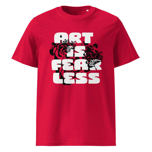 Art Slogan Red Organic Ribbed Neck T-shirt
