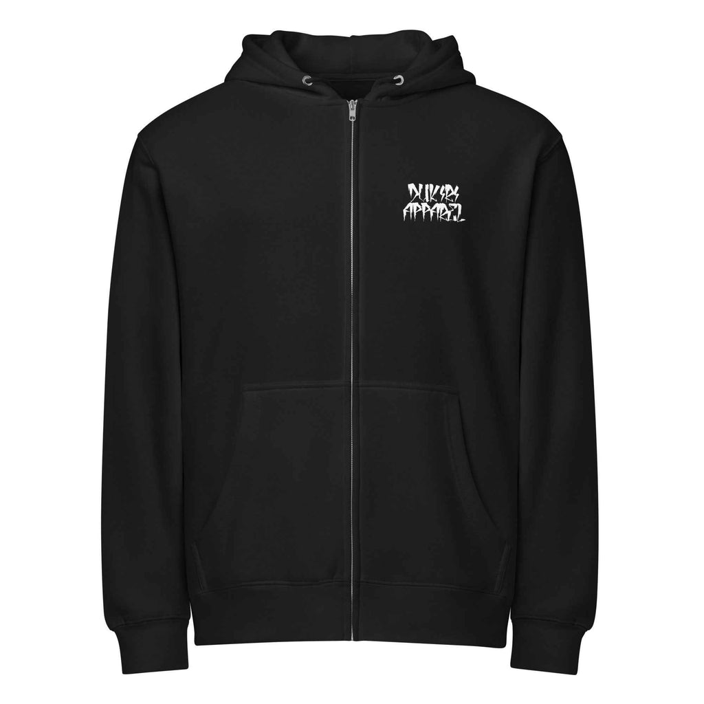 Premium Art Slogan Black Full Zip Unisex Hoodie