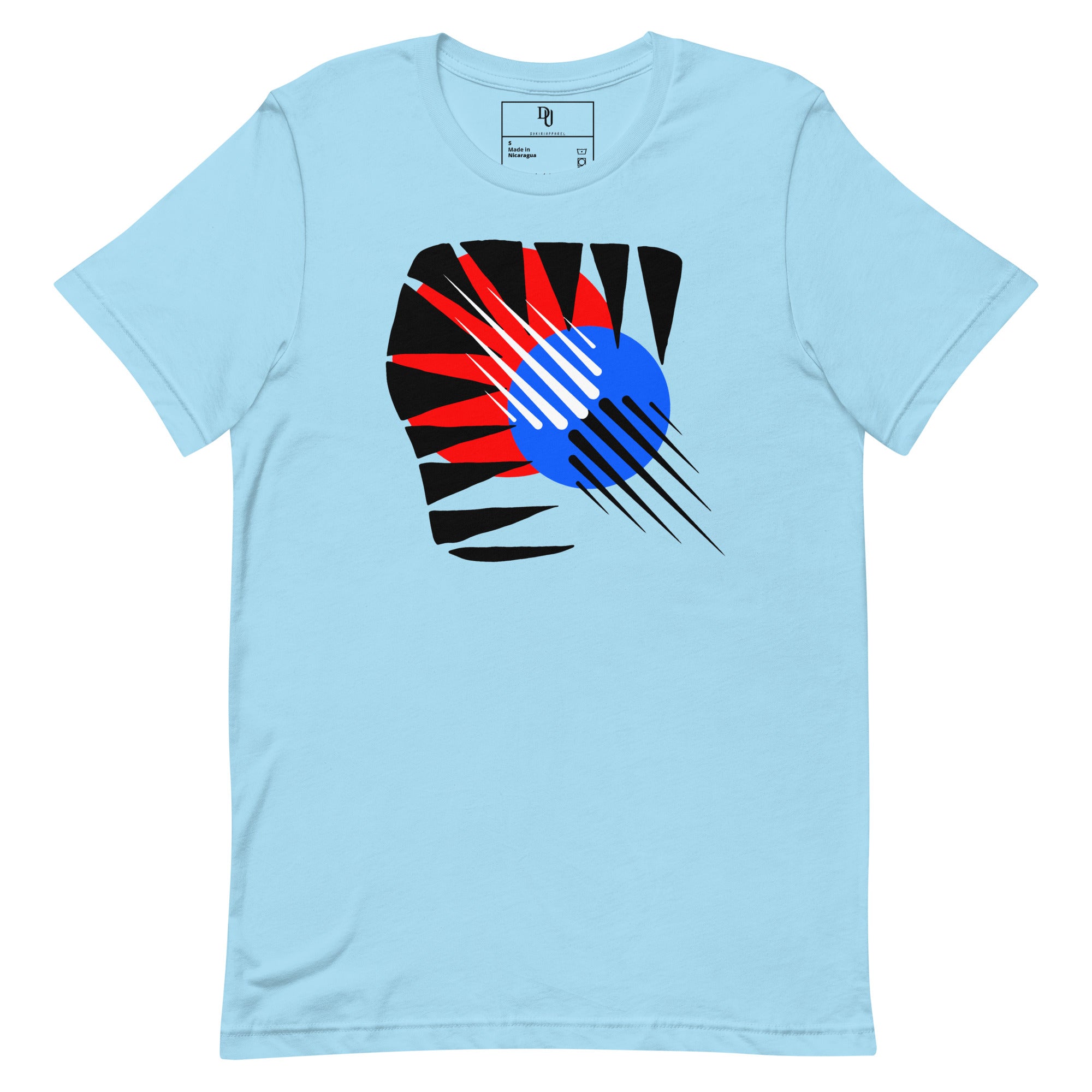 raptors inspired teeth deisgn on a light blue tshirt