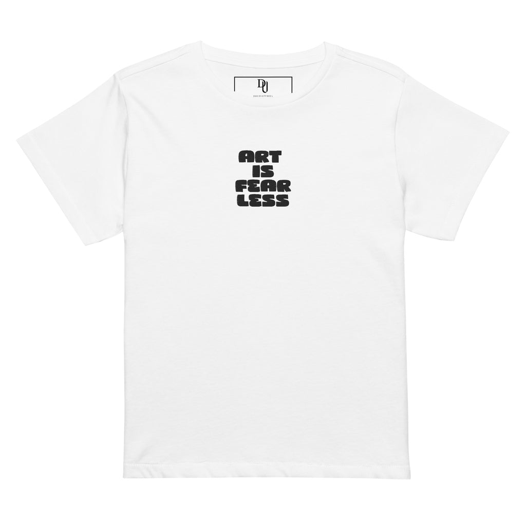 Art Is Fearless Women’s high-waisted White t-shirt
