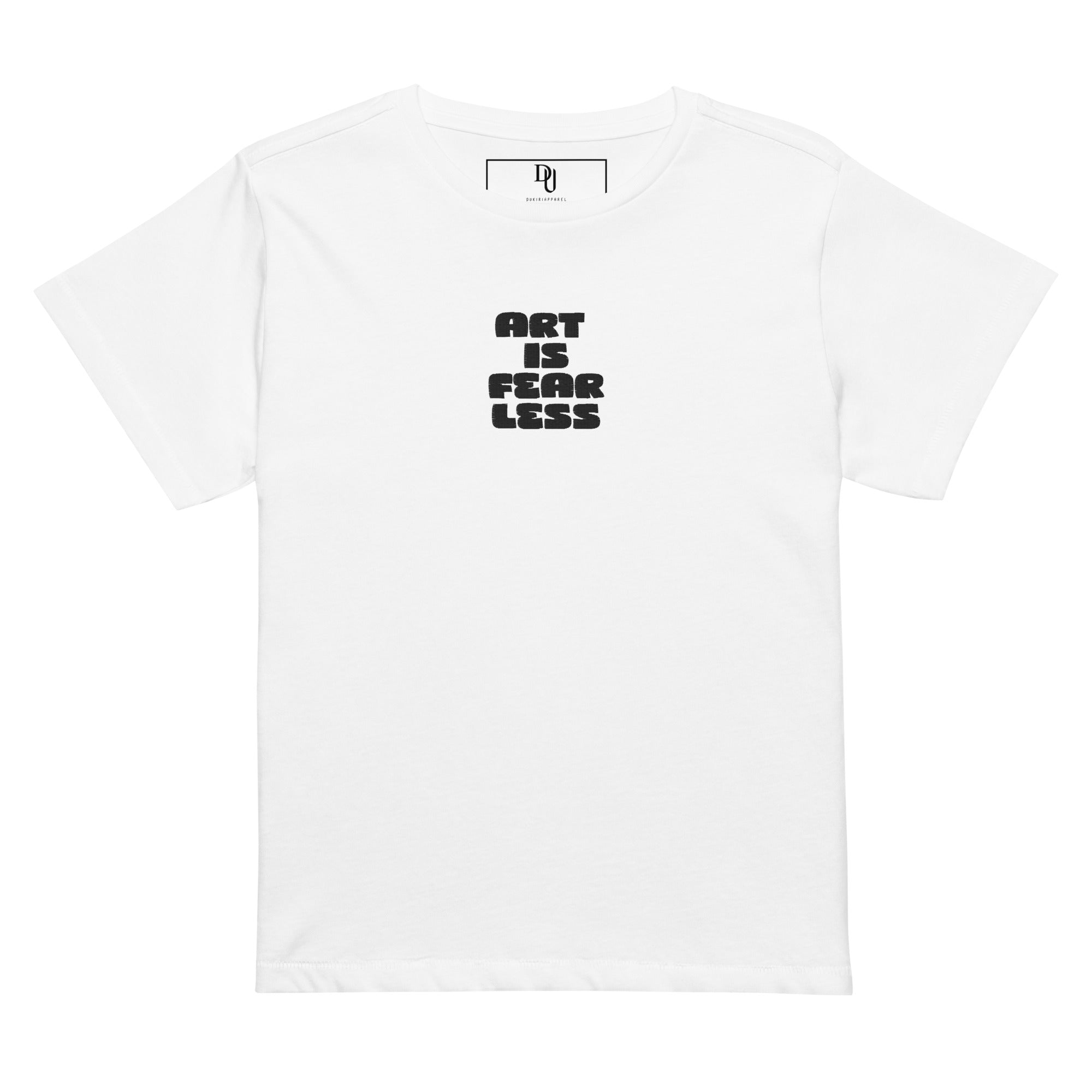 Art Is Fearless Women’s high-waisted White t-shirt