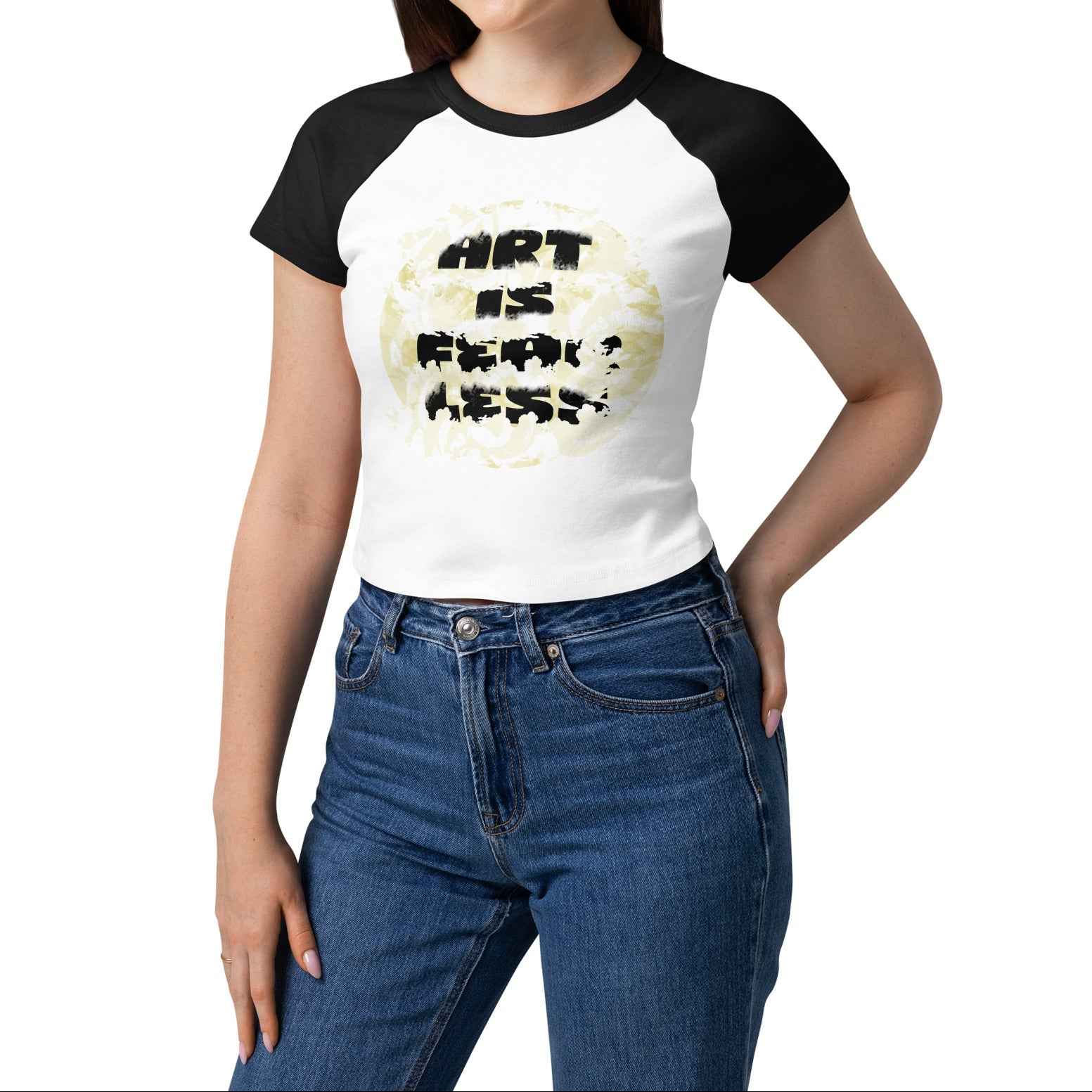 Art Slogan Micro Rib Raglan Baby Tee