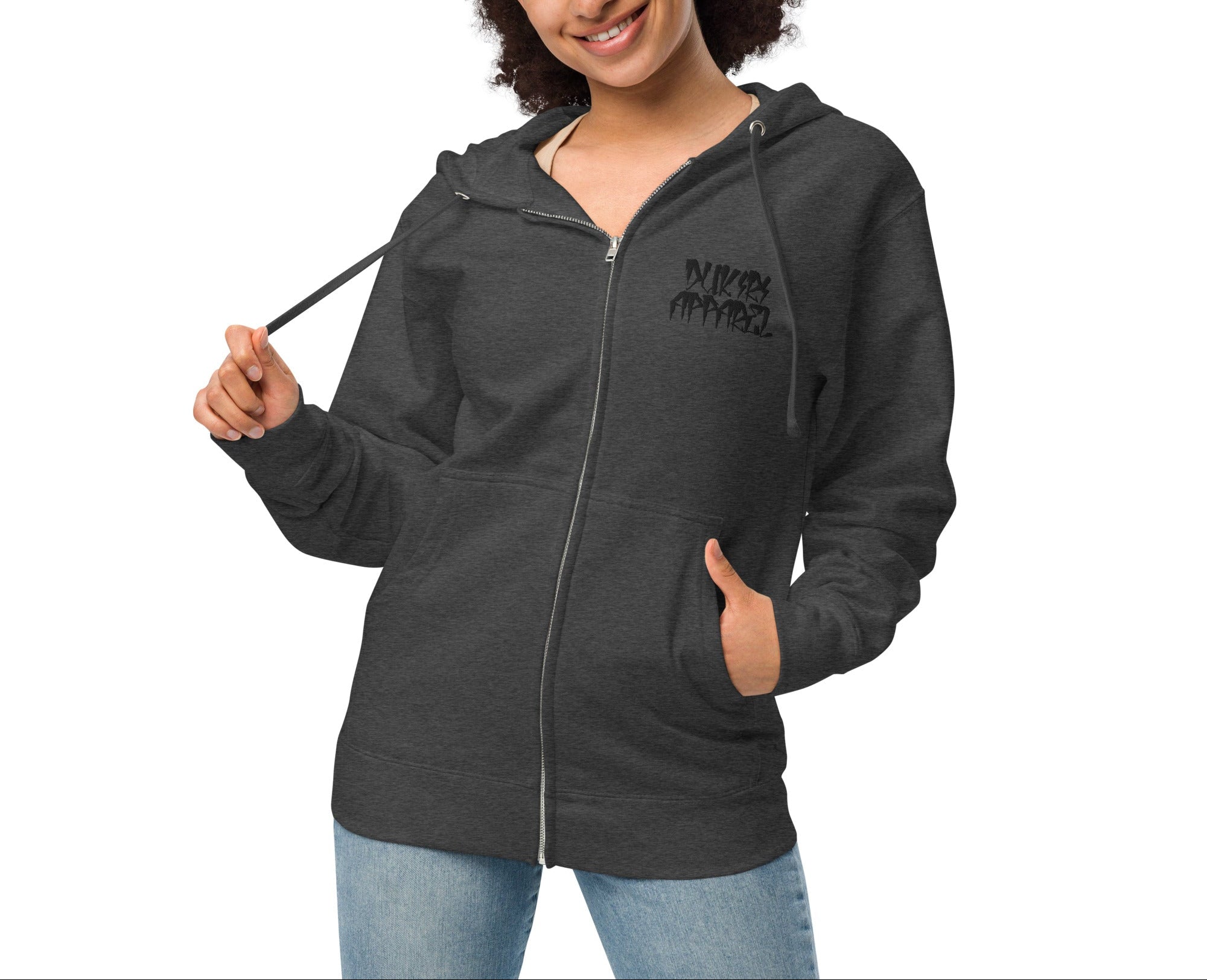 Phantom_Lady_charcoal_fleece_Premium_Streetwear_zip-up_hoodie